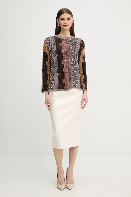 Pinko sweter 106534.A37P brązowy SS26