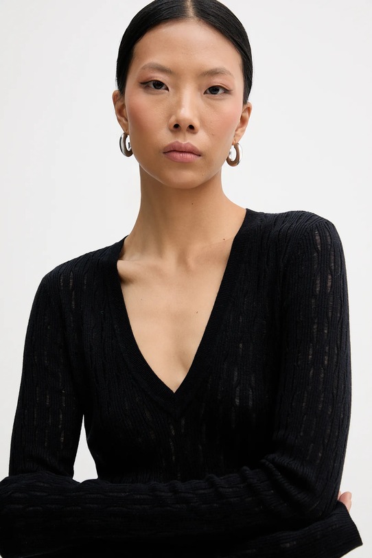 Patrizia Pepe sweter z dodatkiem wełny czarny 8K0367.K307