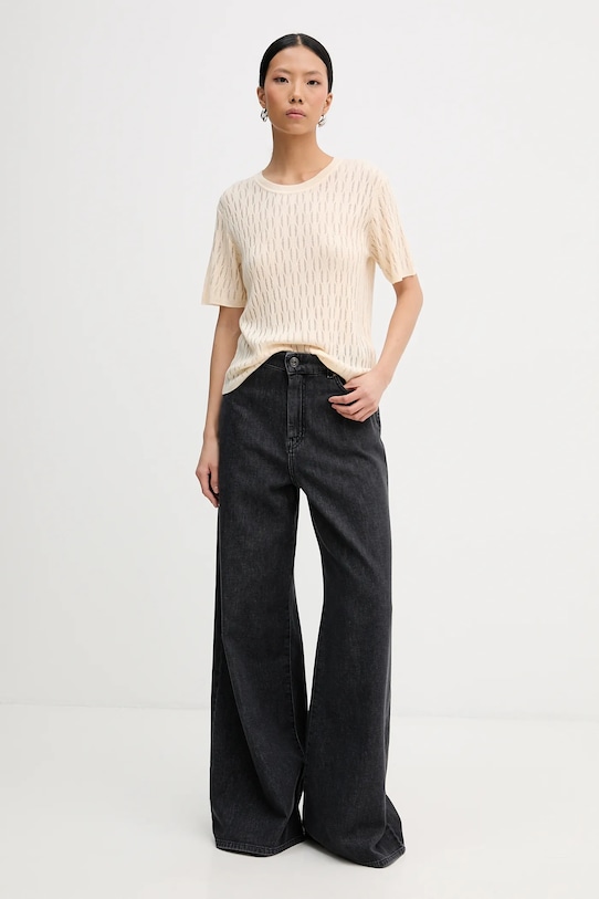 Patrizia Pepe sweter z dodatkiem wełny 8K0377.K307 beżowy SS26