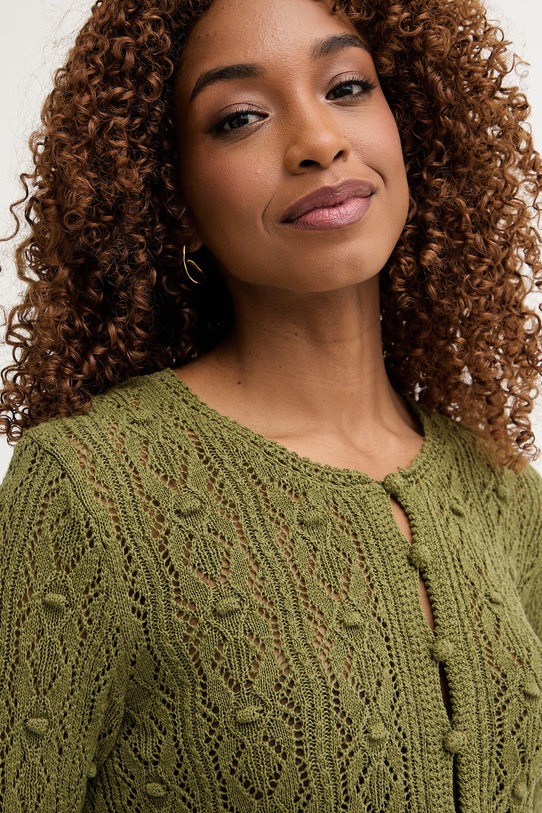 Pedro del Hierro kardigan damski ażurowy zielony 3513302