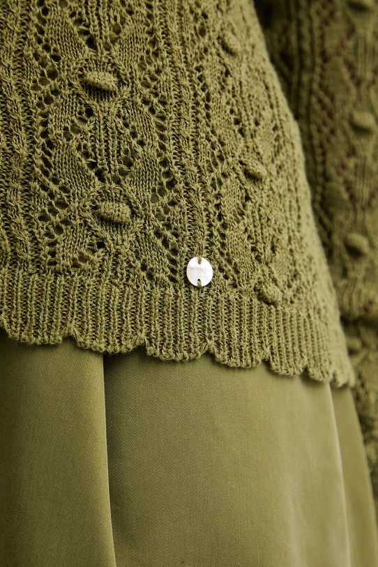 Pedro del Hierro kardigan damski ażurowy 3513302 zielony