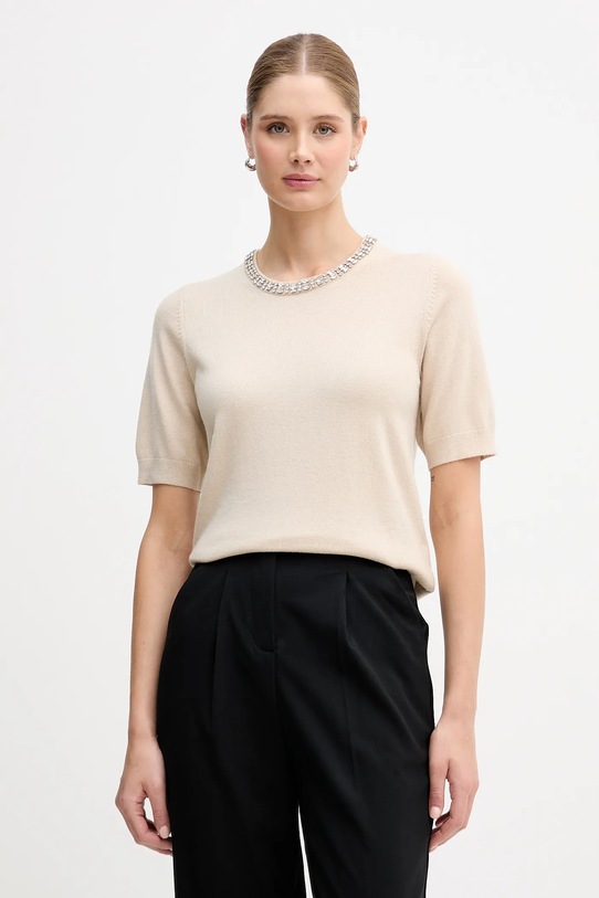 Joop! sweter z dodatkiem wełny aplikacja beżowy 30100450