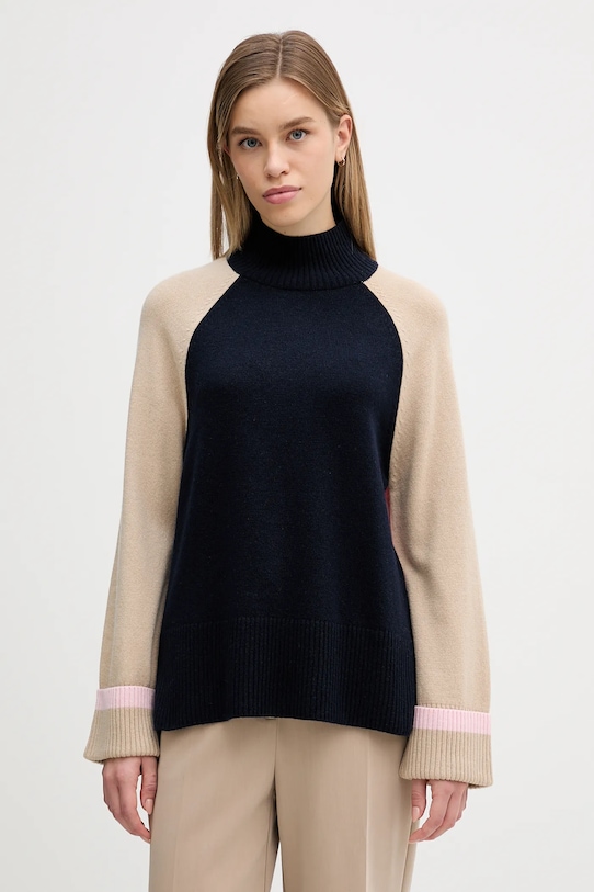 Barbour sweter z dodatkiem wełny Wren wzorzyste beżowy LKN1727