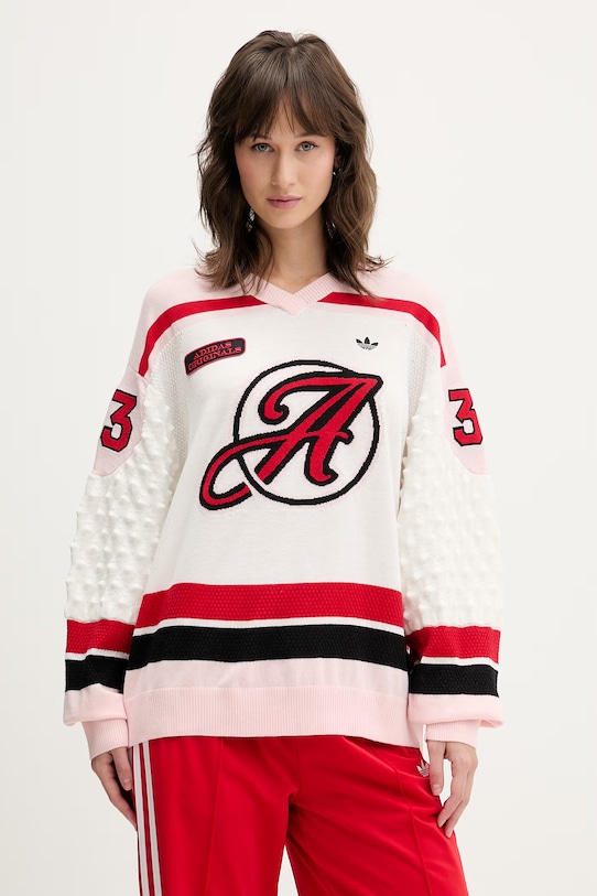 Πουλόβερ με προσθήκη μαλλιού adidas Originals λεπτό μπεζ KS6458