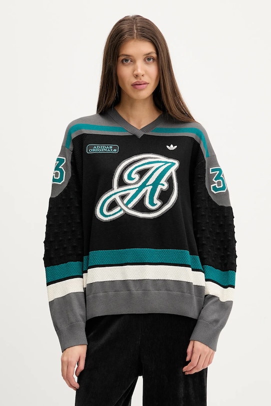 adidas Originals sweter z dodatkiem wełny szpic szary KS6459.