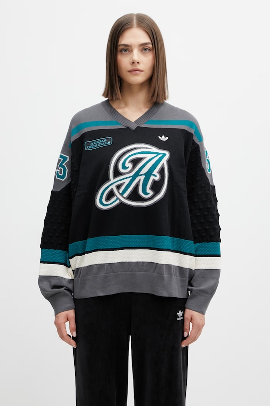 adidas Originals sweter damski z dodatkiem wełny średniej grubości szary KS6459.