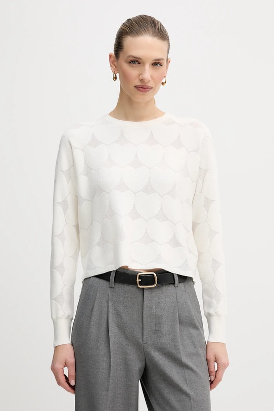 OUI sweter z domieszką jedwabiu wzorzyste beżowy 96105