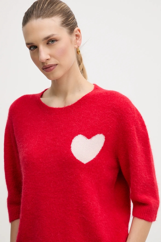 OUI sweter z dodatkiem alpaki czerwony 95988