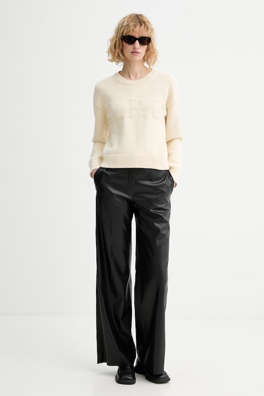 A.P.C. sweter bawełniany PULL TIAGO F COGTX.F23492 beżowy SS26