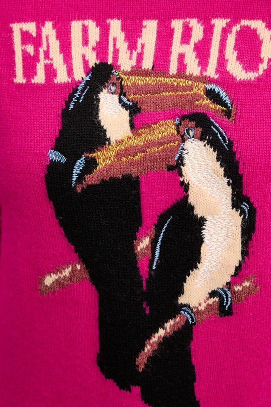 Farm Rio sweter z dodatkiem wełny 352085 różowy