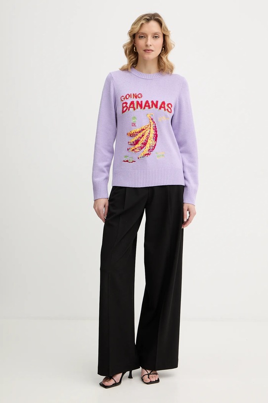 Farm Rio sweter z domieszką wełny 352087 fioletowy SS26