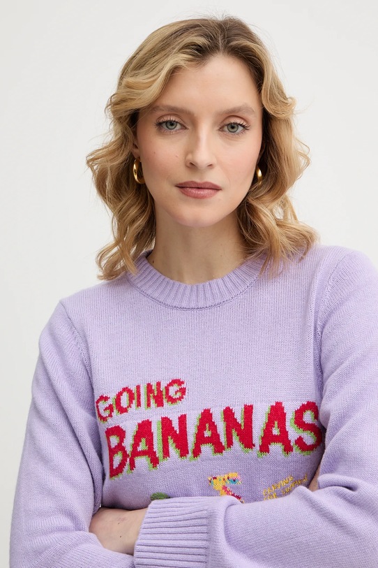 Farm Rio sweter z domieszką wełny fioletowy 352087