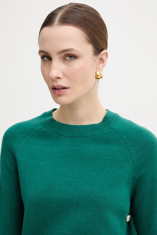 Morgan sweter z domieszką wełny zielony MAXI