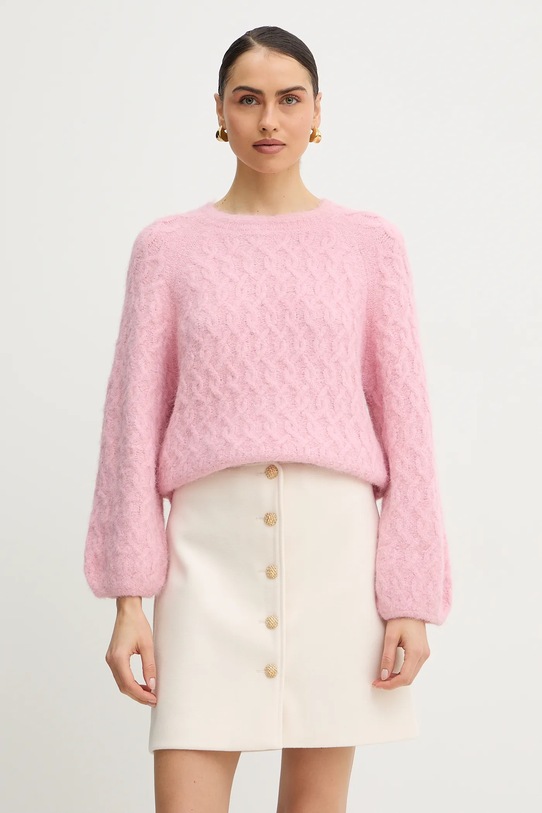 Morgan sweter z domieszką wełny pozostałe różowy MGROVE