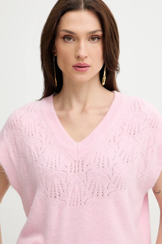 Morgan sweter z dodatkiem wełny różowy 261.MILA