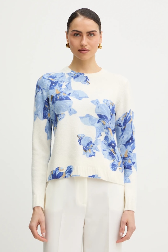 Morgan sweter z domieszką wełny okrągły beżowy MIRISA