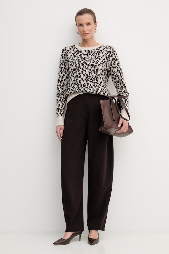 Morgan sweter z domieszką wełny MZEBRI beżowy SS26