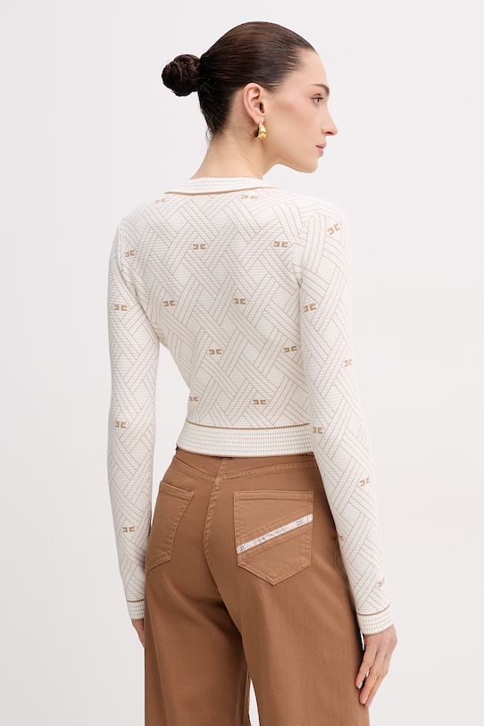 Odzież Elisabetta Franchi kardigan damski z wiskozy MK28Q61E2 beżowy