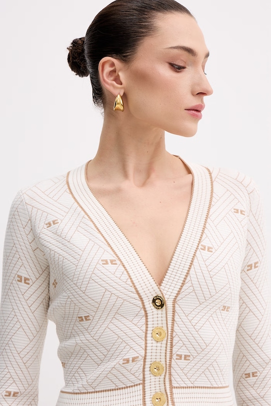 Elisabetta Franchi kardigan damski z wiskozy beżowy MK28Q61E2