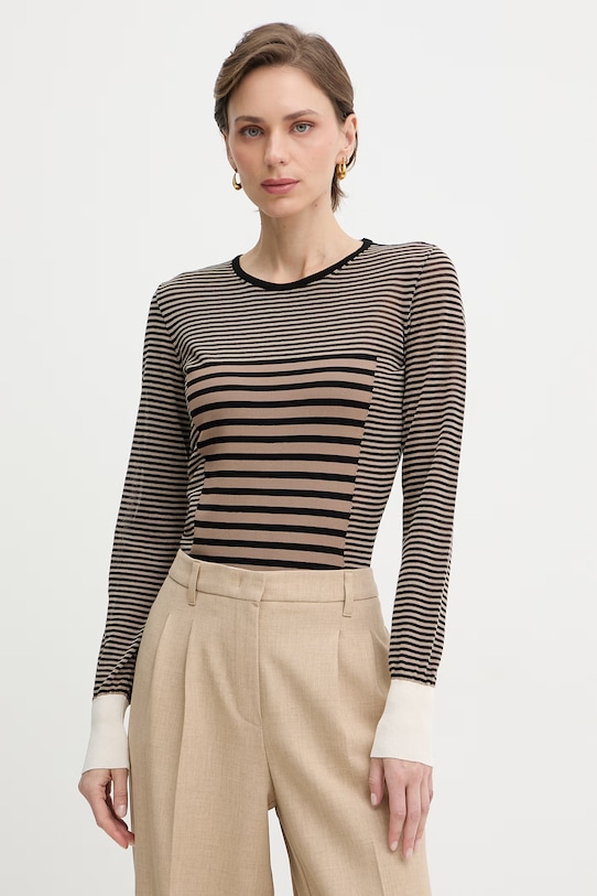 Elisabetta Franchi longsleeve damski z bawełną brązowy MK64T61E2