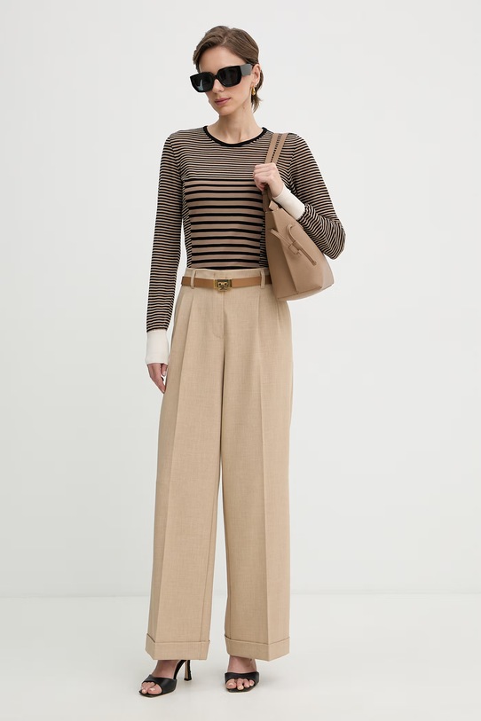 Elisabetta Franchi longsleeve damski z bawełną MK64T61E2 brązowy SS26