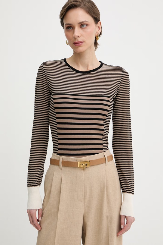 Elisabetta Franchi longsleeve damski z bawełną brązowy MK64T61E2