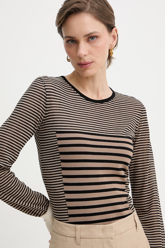 Elisabetta Franchi longsleeve damski z bawełną MK64T61E2 brązowy