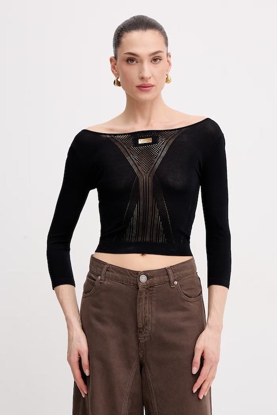 Elisabetta Franchi sweter damski czarny MK71W61E2