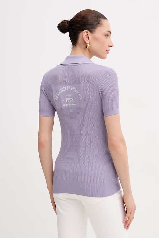 Odzież Elisabetta Franchi polo damskie z wiskozy MK74Q61E2 fioletowy
