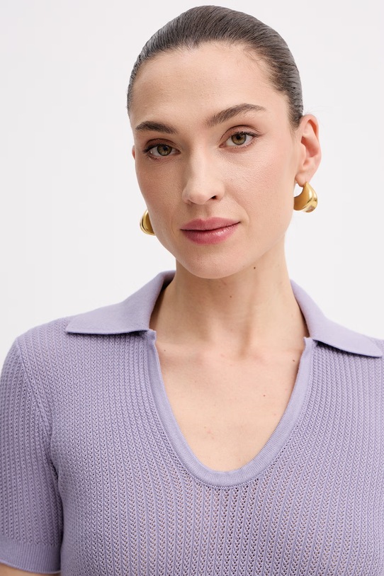 Elisabetta Franchi polo damskie z wiskozy fioletowy MK74Q61E2