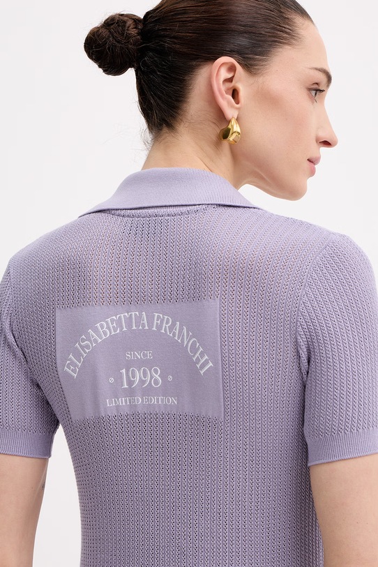 Elisabetta Franchi polo damskie z wiskozy MK74Q61E2 fioletowy