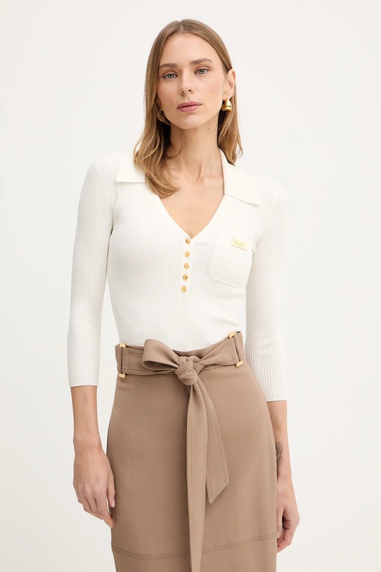 Блузка с добавлением шелка Elisabetta Franchi slim бежевый MK86B61E2