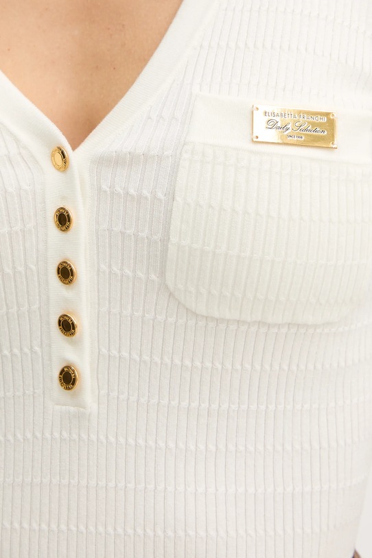 Elisabetta Franchi bluzka z dodatkiem jedwabiu MK86B61E2 beżowy