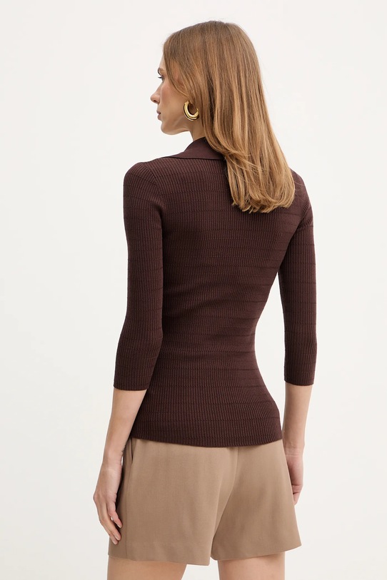 Odzież Elisabetta Franchi bluzka z dodatkiem jedwabiu MK86B61E2 brązowy