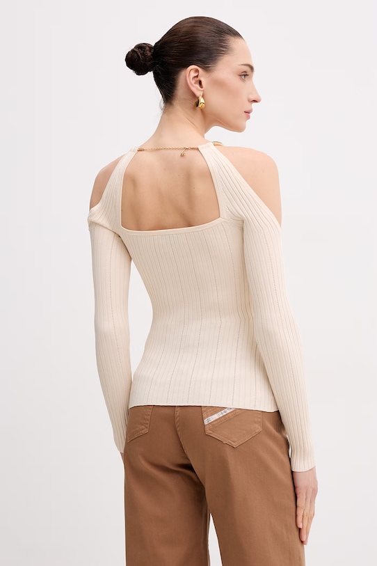 Odzież Elisabetta Franchi sweter damski z wiskozy MK89S61E2 beżowy