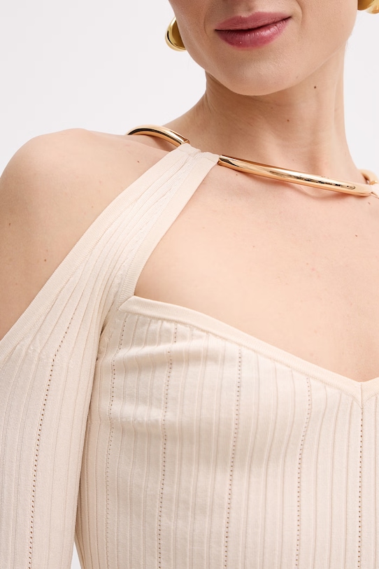 Elisabetta Franchi sweter damski z wiskozy MK89S61E2 beżowy