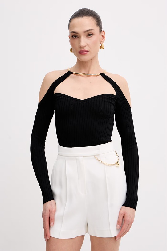 Elisabetta Franchi sweter damski z wiskozy czarny MK89S61E2