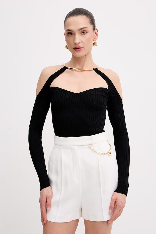 Elisabetta Franchi sweter damski z wiskozy czarny MK89S61E2