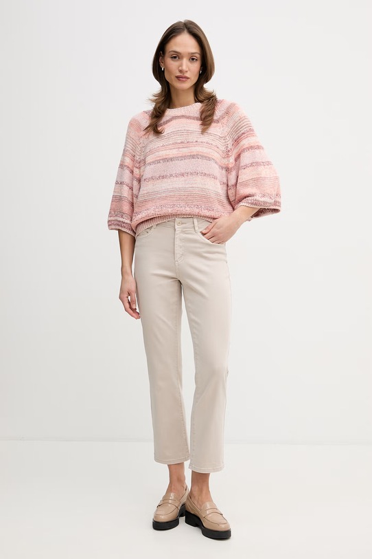 Mos Mosh sweter damski z dodatkiem wełny Edele 178740 pomarańczowy SS26