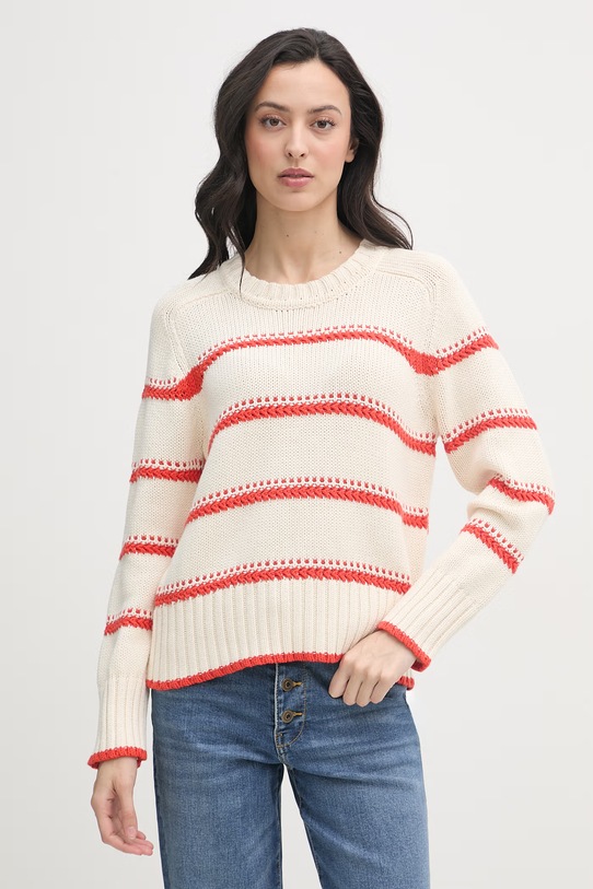 Mos Mosh sweter damski bawełniany beżowy 176680