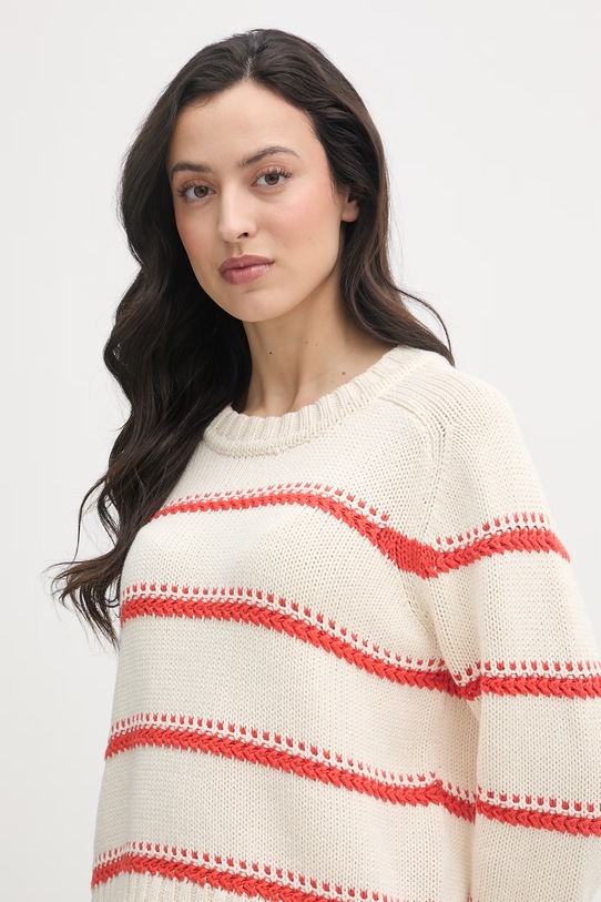 Mos Mosh sweter damski bawełniany beżowy 176680