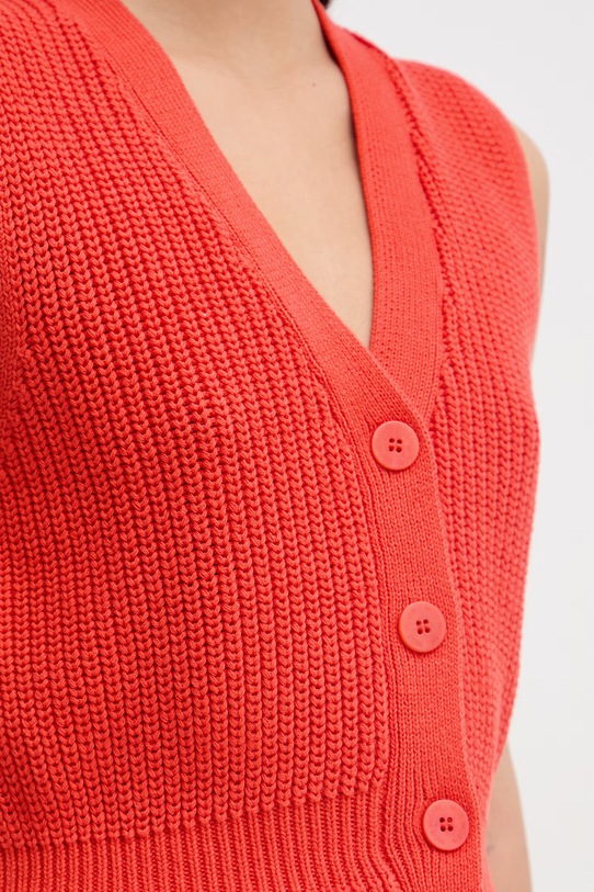 Mos Mosh sweter rozpinany damski bawełniany Herbi 176700 pomarańczowy