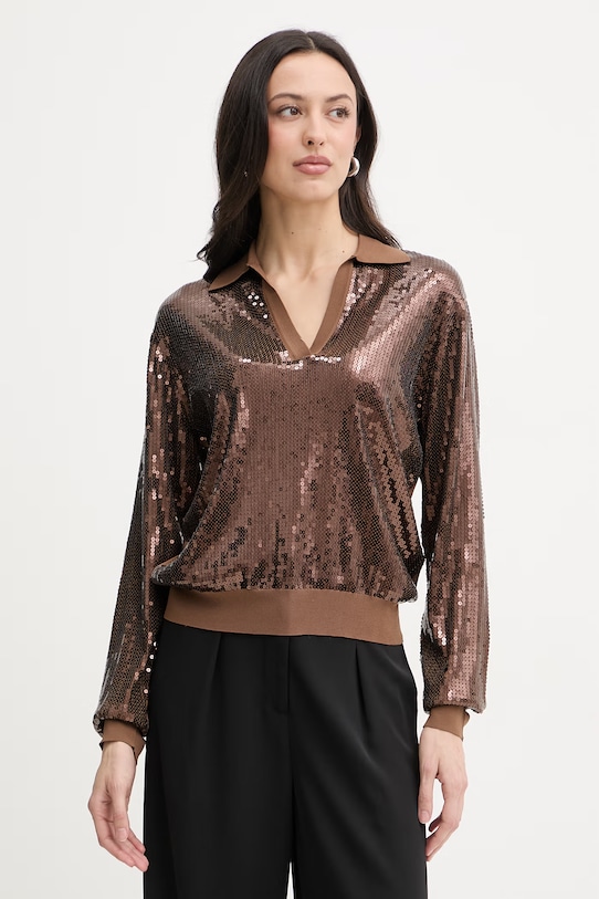 Liu Jo bluzka damska z wiskozy brązowy WA6218.MA68R