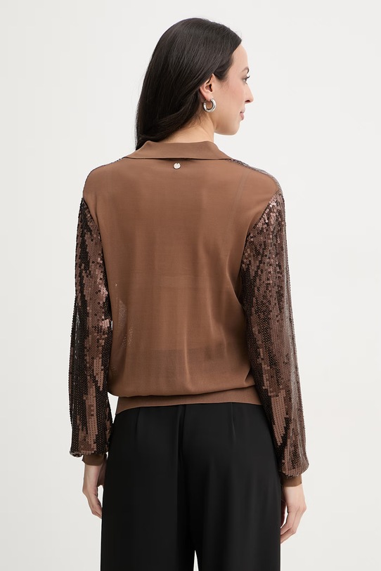 Odzież Liu Jo bluzka damska z wiskozy WA6218.MA68R brązowy