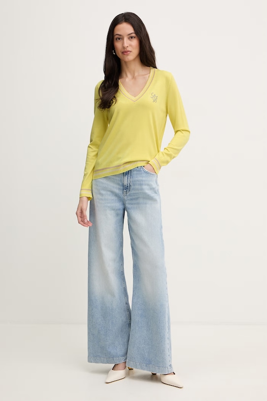 Liu Jo sweter damski TA6068.MS49I żółty SS26