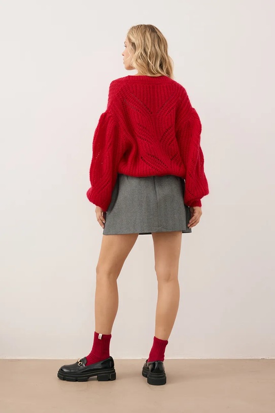 Odzież Bizuu kardigan z wełną CLARA CLARA.CZERWONY czerwony