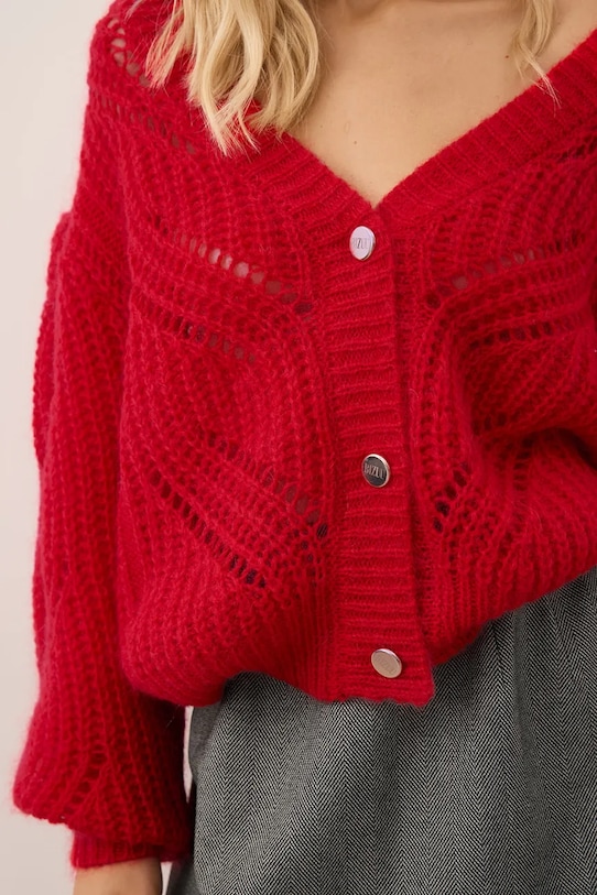 Bizuu kardigan z wełną CLARA CLARA.CZERWONY