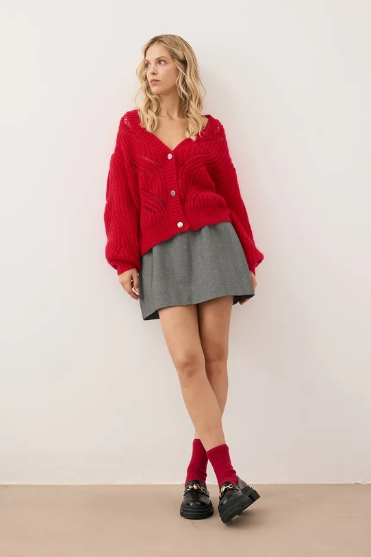 Bizuu kardigan z wełną CLARA CLARA.CZERWONY