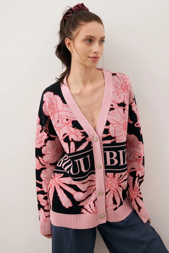 Bizuu kardigan bawełniany HYLES HYLES.CZARNY różowy