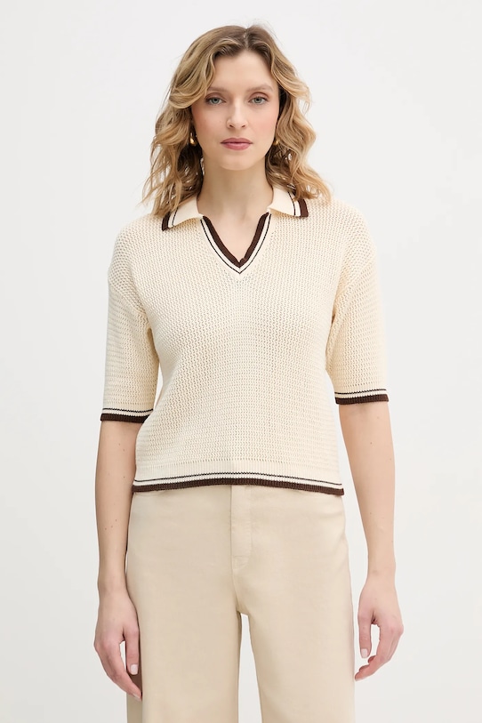 Marella sweter bawełniany LEMBI bawełna beżowy 2613361044200